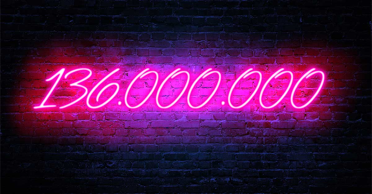 Neonpinke Zahl auf schwarzen Hintergrund