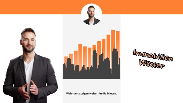 Ein Teaser für das Immowetter, ein Moderator, der das Immobilien-Wetter ansagt