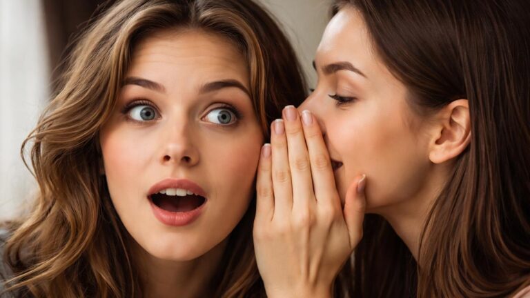 Immobilienverkauf Eine Frau flüstert einer anderen Frau etwas ins Ohr als Symbolbild für diskreten Immobilienverkauf | Immobilienverkauf